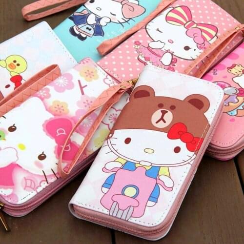 Sanrio hello kitty cartoon cute handbag zipper wallet mobile phone bag coin purse PU card holder