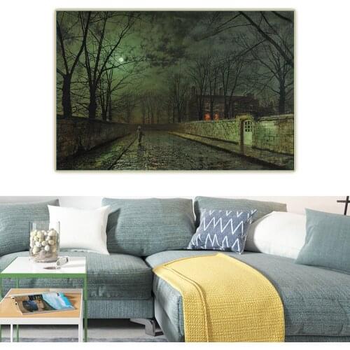 Silver Moonlight, 1880 by John Atkinson Grimshaw Canvas Oil Painting Artwork Picture Backdrop Wall Hanging Decor Home Decoration