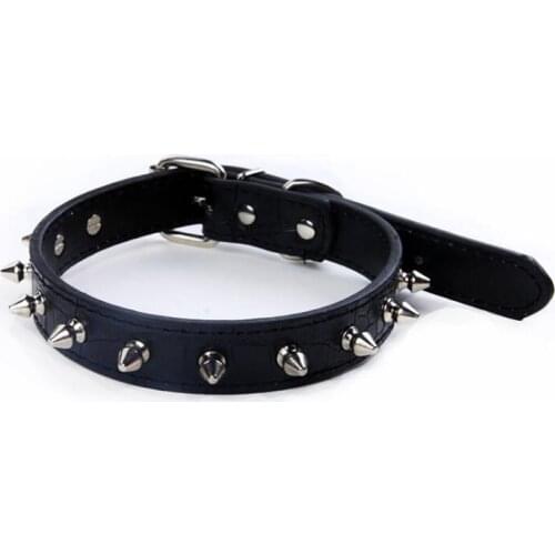 Spiked Studded Small Large Dog Collar Rivet Accessory Neck Strap for Puppy Necklace Leather PU Adjustable Pet Collar Supplies