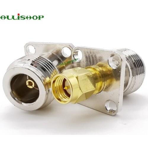 SMA Male Plug to N Type Female Jack with 4 Hole Flange Panel Mount Chassis RF Coaxial Adapter M/F Connector