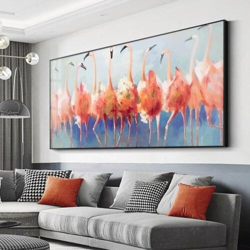 Modern Flamingo Picture Wallpaper Pink Home Decoration Wall Art Canvas Oil Painting For Living Room Bedroom Poster No Frame