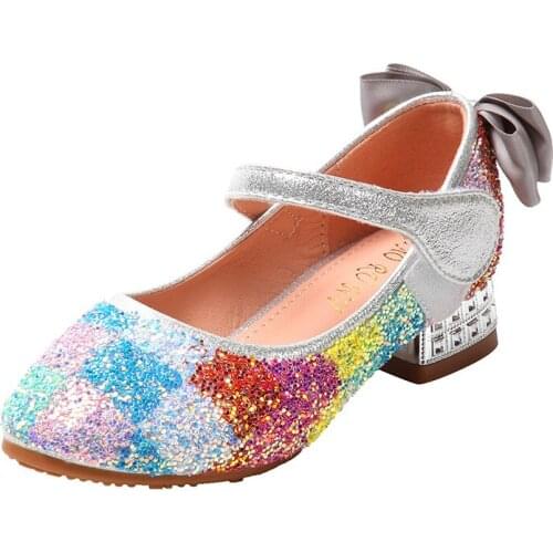 Kids girls princess shoes children sequin performance shoes little girls crystal heels student single shoes fashion party shoes