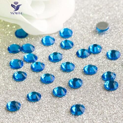 YANRUO 2058HF SS16 3.8-4.0mm Capri Blue Strass Hotfix Crystal Stonesrhinestones heat transfers stone glass dress shoes