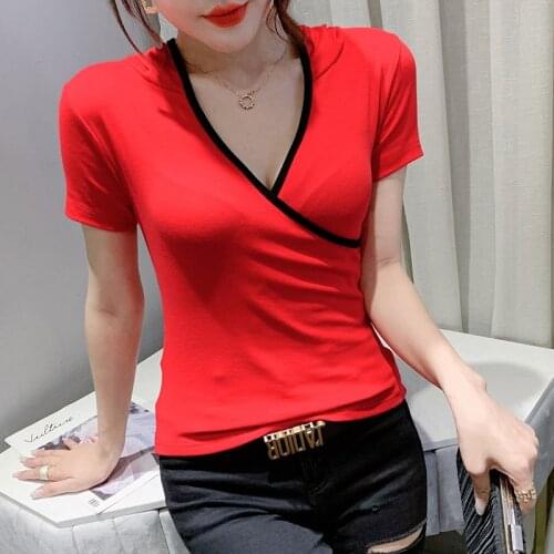 2021summer Casual T-shirt Fashion Color contrast Hooded Short sleeve V-neck Top Women T Shirt Plus Size