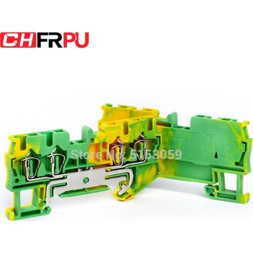 1Pcs ST2.5-QUATTRO-PE Din Rail Four conductor spring cage terminal block two in two out Earthed wire terminal block
