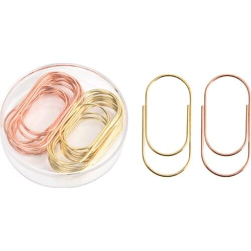 20pcs/box 50mm Rose Gold Paper Clips Hollow Out Bookmark Large Size Paper Clips Decorative 3 Colors Wide Paper Kawaii Photo Clip