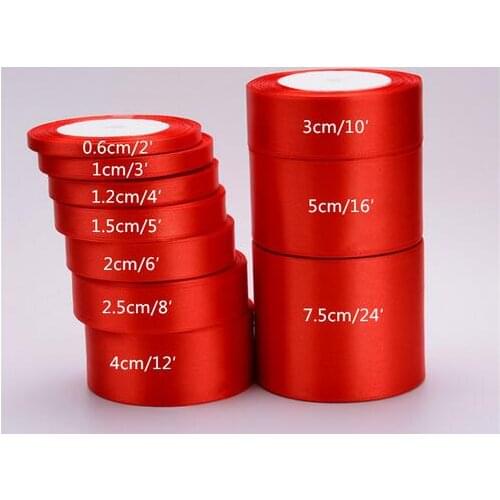 All New 25 Yards/Roll Red Silk Satin Ribbon Wedding Party Decoration Gift Wrapping Christmas New Year Apparel Sewing Fabric