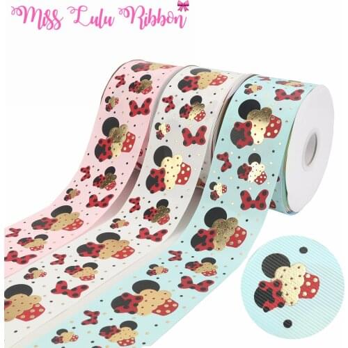 3 "75mm Holographic Ribbon Series Cartoon Seven Star Ladybug Dot Printing Ribbon DIY Accessories 50 Yards / Roll