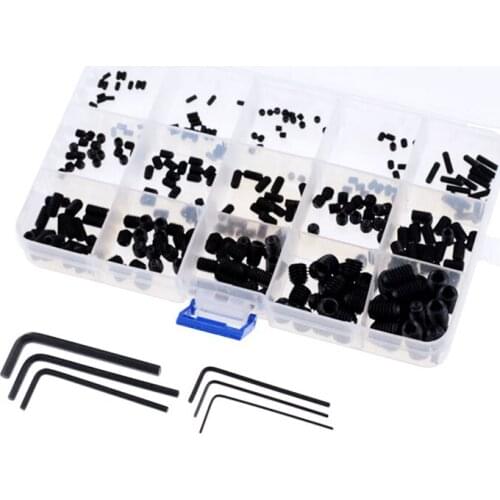 300PCS/Box Set Screw Cup Point Grub Screw M2.5 M3 M4 M5 M6 M8 Hex Socket Hexagon Headless Set Screw Grade 12.9 Carbon Steel