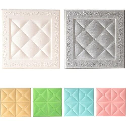 3D Wall Stickers Anti-collision Foam Soft Bag Stickers Waterproof Wallpaper Home Living Room Wall Background Decoration