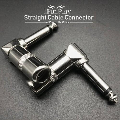 60Pcs 6.35mm Guitar Amplifier Connector Angle Elbow Mono Audio Cable Connector 6.5mm Stereo Audio Plug Connector Chrome