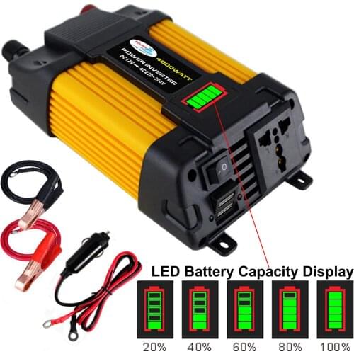4000W/6000W DC12V to AC110/220V Car Switching Inverter LED Display Dual USB Power Converter Adapter Voltage Transformer