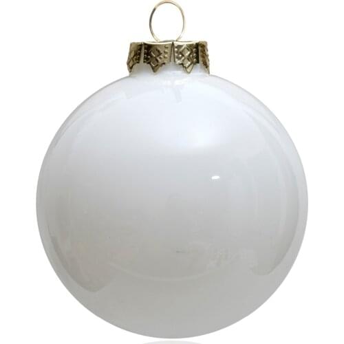 Free Shipping - 100/Pack, Bauble Ornaments Christmas Xmas Tree Balls Decoration Painted 80mm Polar White Glass Ball - Shiny