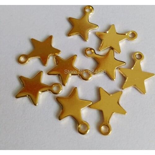 Free shipping star shape little charm tags stainless steel necklace bracelet small pendant jewelry accessories DIY parts 100pcs