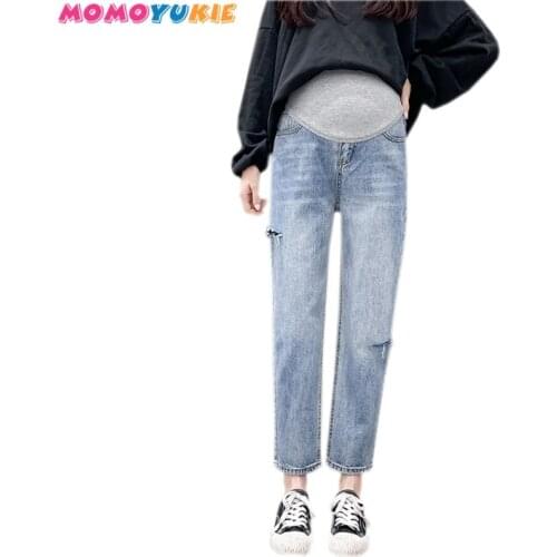 Pregnancy Abdominal Pants Boyfriend Jeans Maternity Pants For Pregnant Women Clothes High Waist Trousers Loose Denim Jeans