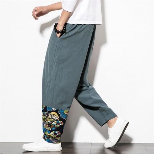 Harem Pants Harajuku Men Trousers Cotton Linen Solid Color Kimono Samurai Male Japanese Fashion Outfit Printed Summer Haori