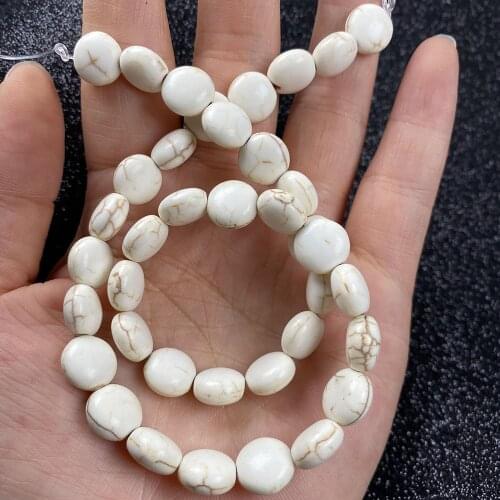 Natural Stone Beads Pie Shape White Turquoises Beads for Women Gift Jewelry Making DIY Bracelet Necklace Earrings Accessories