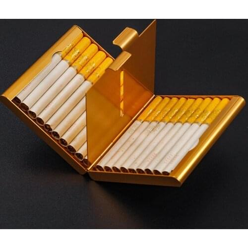 Hold 20 Cigarettes Cases Cover Creative Folio Aluminum Cigarette Case Smoking Box Sleeve Pocket Tobacco Pack Cover Gifts