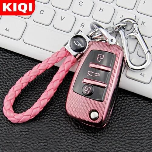 KIQI Car Key Case Holder Shell Auto Keys Protection Cover for Audi C6 A7 A8 R8 A1 A3 A4 A5 Q7 Colorful Car-Styling Accessories