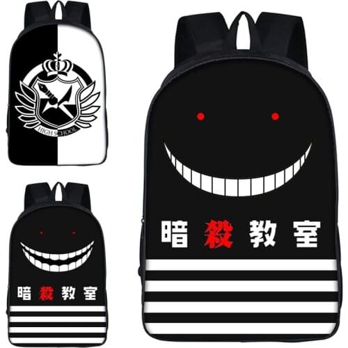 Black Anime Assassination Classroom Cosplay Korosensei Student School Bag Teenagers Travel Laptop Backpack for Boys Girls Gifts