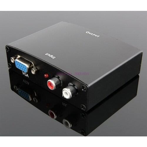 Dhl or fedex 20pcs VGA+R/L to HDMI Converter Box VGA to HDMI HD HDTV Video Converter Adapter with RCA Phono Stereo Audio