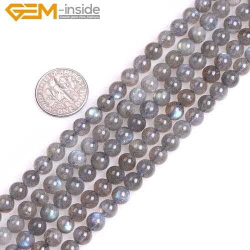 Gem-Inside Natural Round Tiny Small Spacer Seed Labradorite Stone Beads For Jewelry Making 6-16mm 15 Inches DIY Jewellery