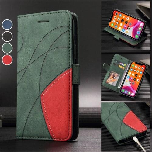 Wallet Leather Flip Two-color Stitching Magnetic Case For iPhone 12 11 Pro Max SE 2020 X XR XS Max Phone Coque Cover Etui Hoesje