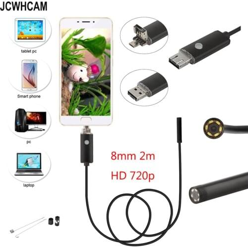 JCWHCAM Endoscope 8MM Waterproof Endoscope HD 720P Android Endoscopio Camera Android Borescope USB Endoskop Inspection