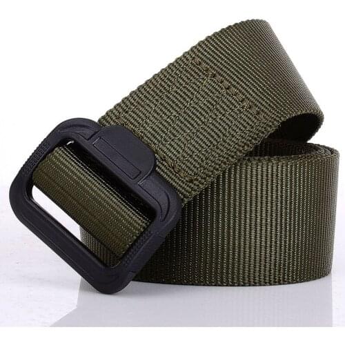 Smooth buckle plastic buckle nylon belt outdoor belt men and women leisureMilitary training canvas pants with security buckle