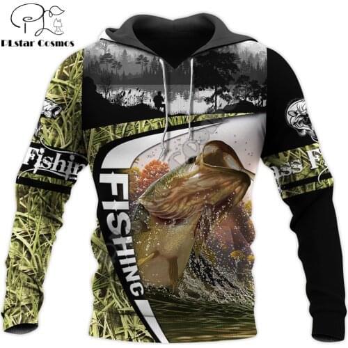 Bass Fishing Camo 3D All Over Printed Mens Autumn Hoodie Sweatshirt Unisex Streetwear Casual Zip Jacket Pullover KJ571