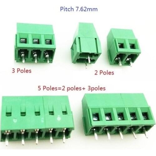 100pcs 7.62 mm 0.300" Pitch 2 3 position Screw Terminal Block Side Wire Entry to Board Horizontal Solder Through Hole Assembly