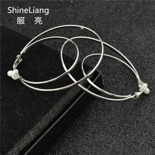 Clip Earring for women Without piercing Big circle Gold Double Round Diameter 5.5cm Fashion jewelry Accessories Ladies earrings