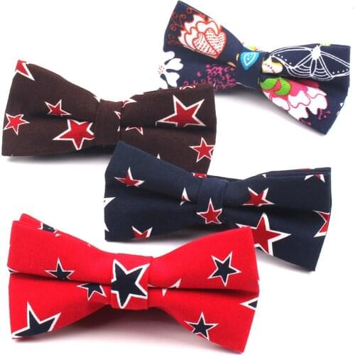 Linen Men Bowtie Casual Bow tie For Men Women Bowknot Adult Star Print Bow Ties Cravats Groom Bowties For Wedding Party