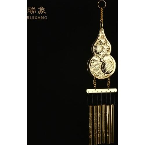 Copper Gourd Wind Chimes Pendant Door Decoration Hanging Gourd Pendant Wind Chimes Living Room Window Sill Balcony Feng