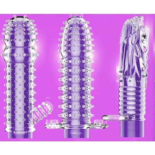 Reusable bold condoms vibrator Sleeve lasting cock Ring Penis Delay Impotence Erection Extensions G spot Cover for Sex Adult Men