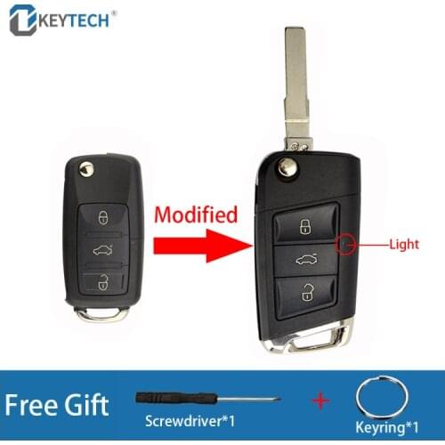OkeyTech 3 Button Modified Car Key Shell For Volkswagen For VW Polo Passat B5 Golf MK5 Beetle Remote Key Case Cover Replacement