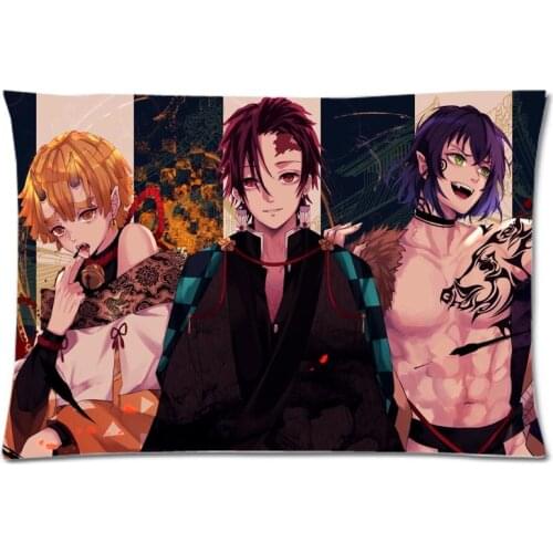 Fashion Demon Slayer Printing Pillow Case Soft Polyester Pillow Cover Rectangle Pillowslip(20"x30",Twin Sides)