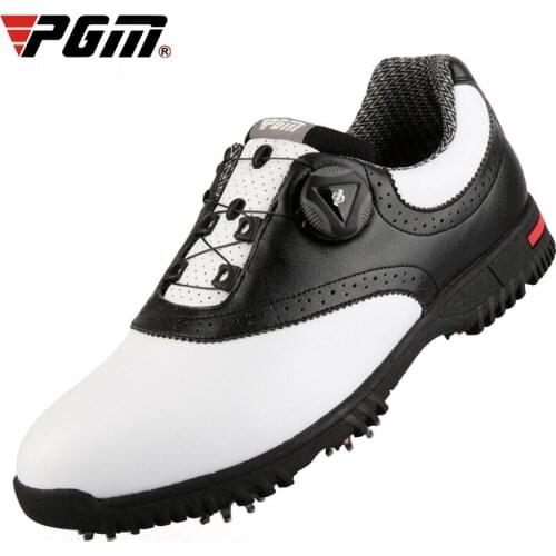 PGM Men Genuine Leather Golf Shoes Patent Designed Non-slip Nail Tennis Shoes Waterproof Sneakers D0843