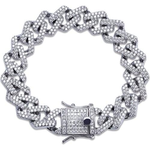Iced Out Chains Bracelet for Men 2 Colors Miami Micro Pave Zircon Bracelets New Arrival Hip Hop Rock Jewelry