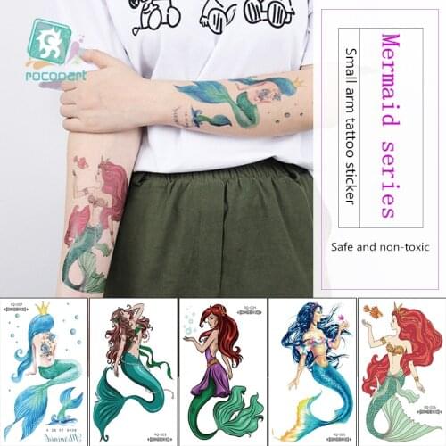 New Mermaid Temporary Tattoo Sticker Sexy fashion Mermaid princess Fake Tattoo Flash Tattoo Waterproof Small Body Art Women Taty