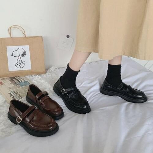 2020 new Female students' small leather shoes are versatile, comfortable, wear-resistant, non-slip round head, cute summer