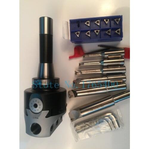 New R8 M12 arbor F1 -18 75mm boring head and shank 18mm 6pcs boring bar and 30pcs carbide inserts