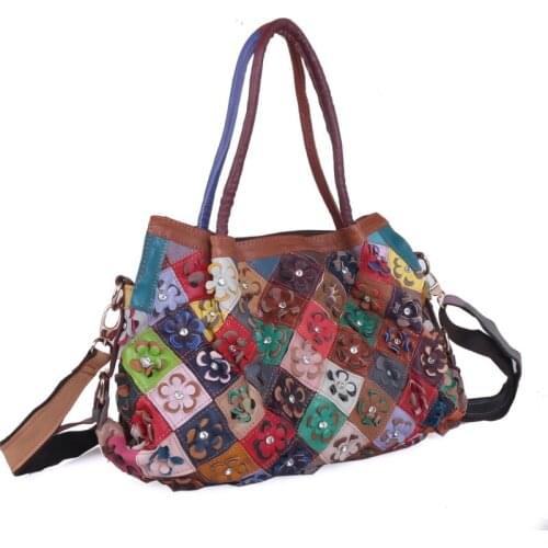 Wholesale Top Quality Women Handbag Genuine Leather Personality Splicing Fashion Crossbody Bag Women Sling Tote Bags