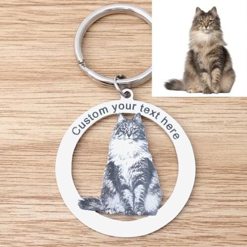Personalized Pet Photo Keychain,Custom Cat Keychain,Custom Dog Keychain,Cat Photo Keychain,Picture Keyring,Cat Lover Gifts