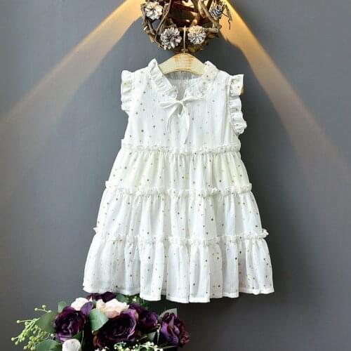 Dress 2021 Summer Dress Sleeveless Hot Gold Little Star Pattern Princess Dress For Girls Costume Kids Wedding Evening Dress