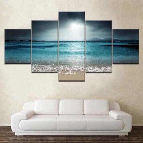 Beach Ocean 5 Piece Canvas Painting 5 Panels HD Print Wall Art modern Modular Poster painting for Living Room Home Decor