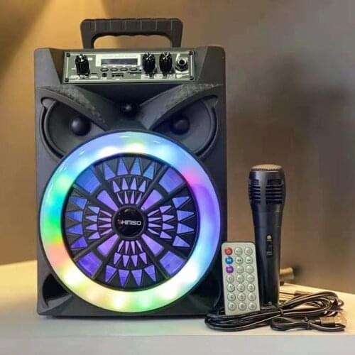 Portable Bluetooth Speaker Outdoor Colorful LED Lights Square Dance Stereo Subwoofer with Microphone FM Radio Home Theater KTV