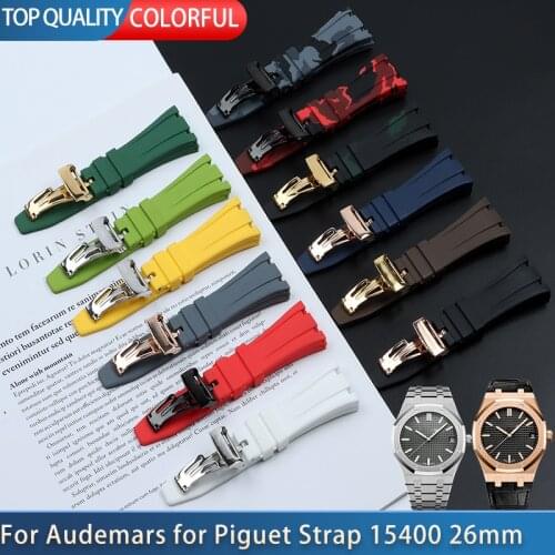 Colorful Silicone Rubber Watchband for AP Strap Folding Buckle 26mm For Audemars And Piguet watch band 15400/26470/15703 Tools