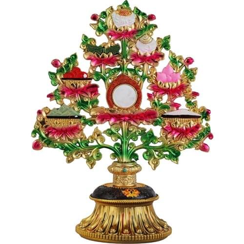 Tibetan Eight Auspicious Ornaments Dense Painted Tantric Treasure