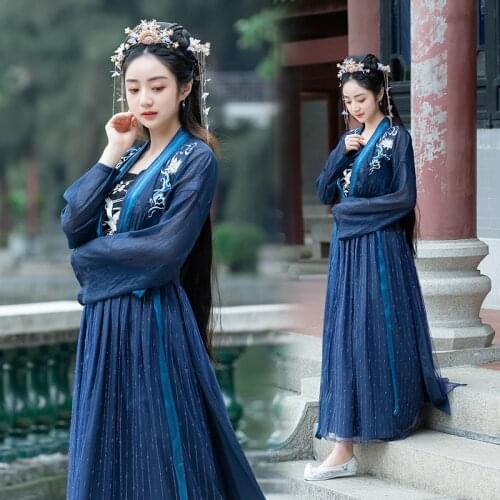 Chinese Traditional Fairy Hanfu Dress Female Tang Dynasty Ancient Costume Vintage Carnival Party Hanfu Dancewear Outfist Stage